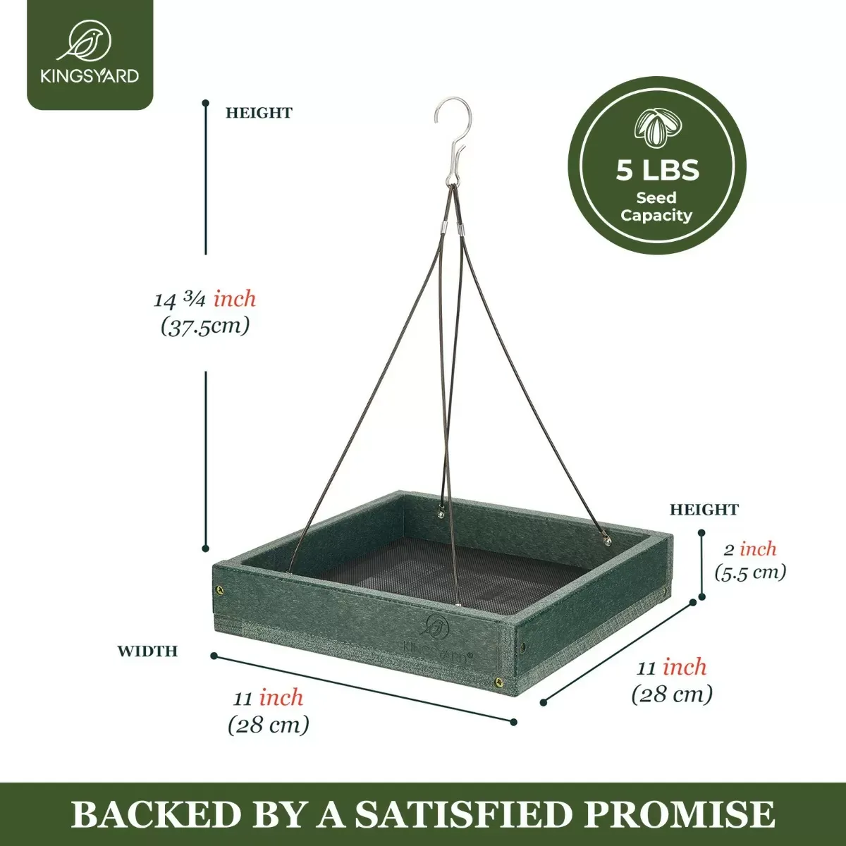Green Kingsyard Platform Bird Feeder with Large Seed Tray 3