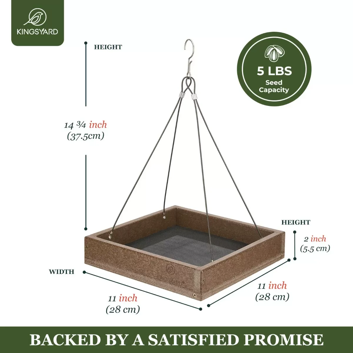 Brown Kingsyard Platform Bird Feeder with Large Seed Tray 3