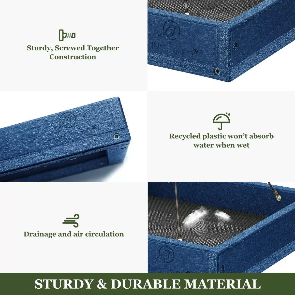 Kingsyard Platform Bird Feeder with Large Seed Tray 4