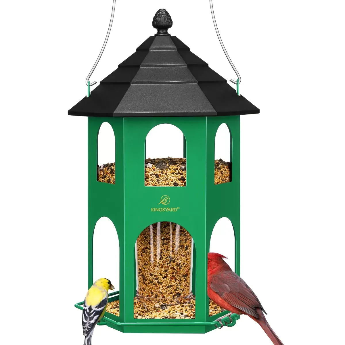 Green Kingsyard Weatherproof Metal House Bird Feeder 2
