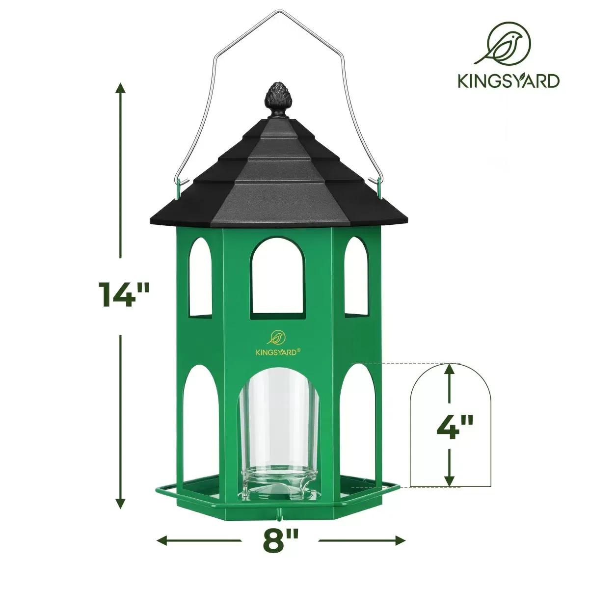 Green Kingsyard Weatherproof Metal House Bird Feeder 3