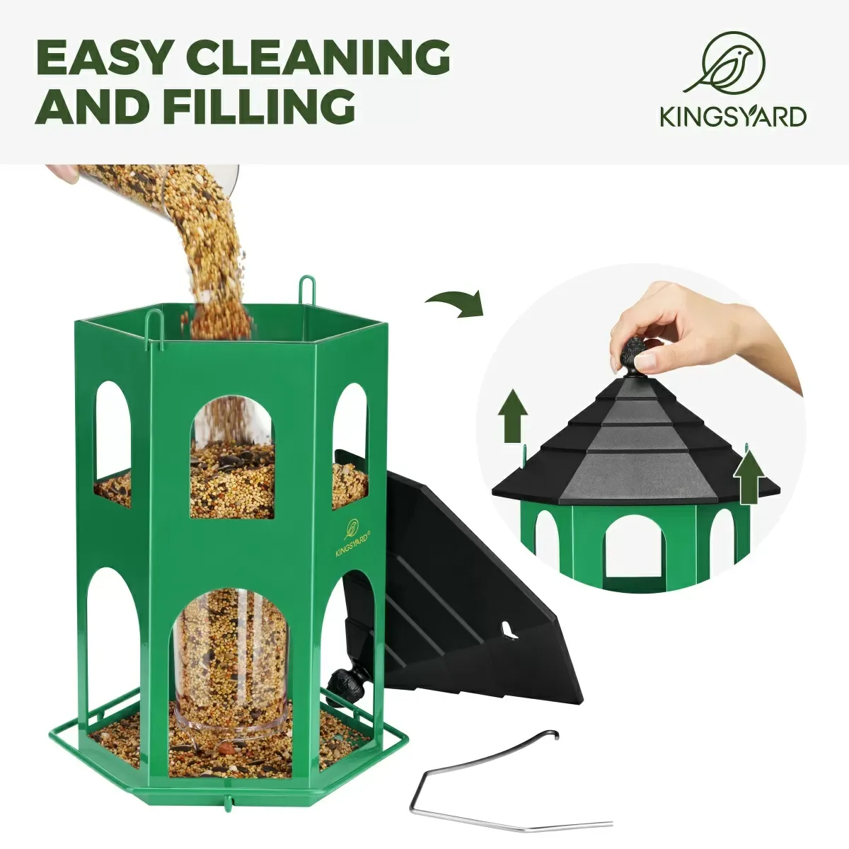 Green Kingsyard Weatherproof Metal House Bird Feeder 5