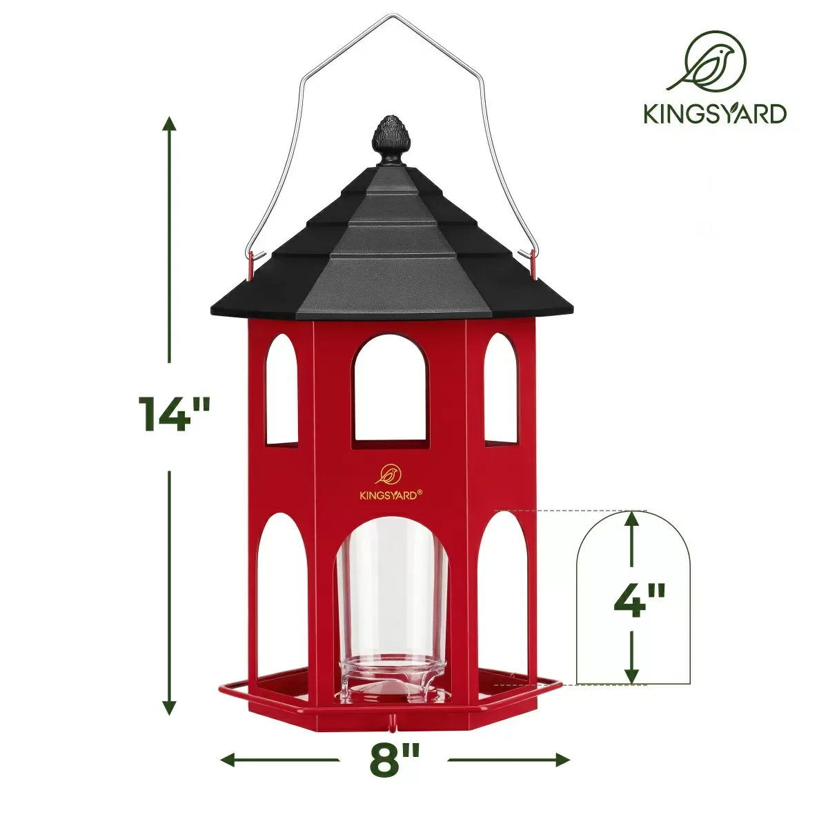 Red Kingsyard Weatherproof Metal House Bird Feeder 3