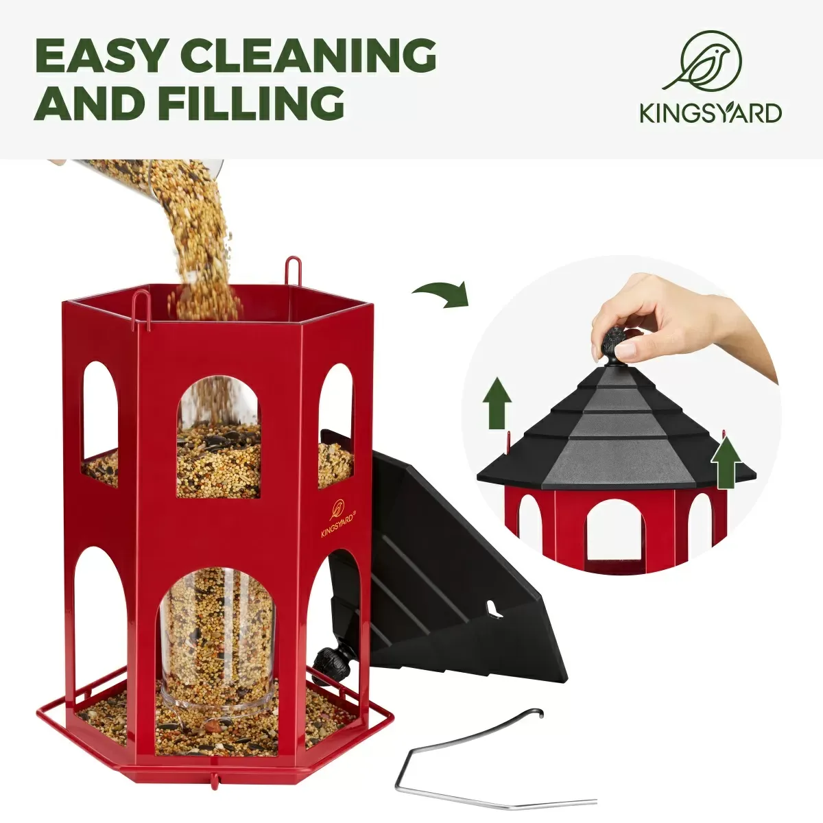 Red Kingsyard Weatherproof Metal House Bird Feeder 5
