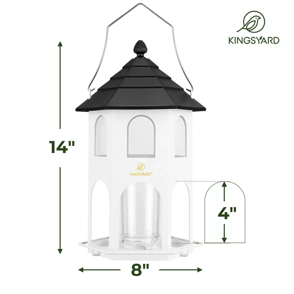 White Kingsyard Weatherproof Metal House Bird Feeder 3