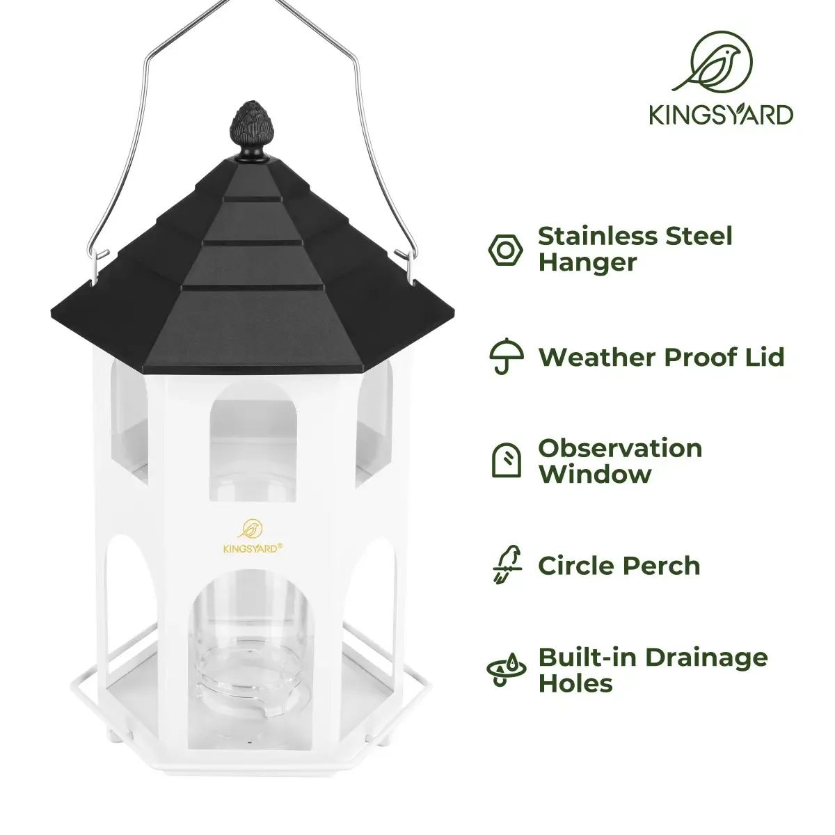 Kingsyard Weatherproof Metal House Bird Feeder 4