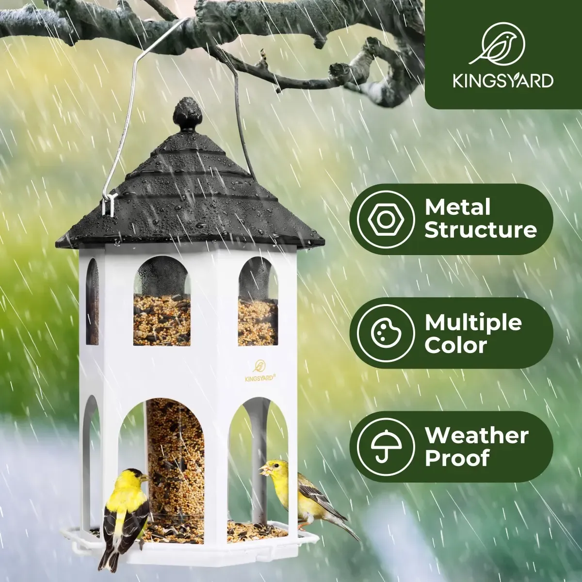 Kingsyard Weatherproof Metal House Bird Feeder 6