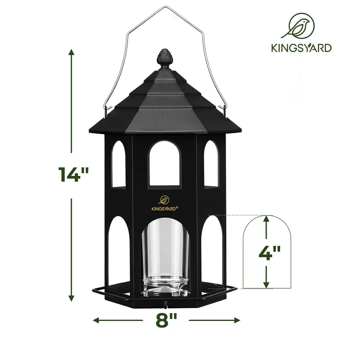 Black Kingsyard Weatherproof Metal House Bird Feeder 3