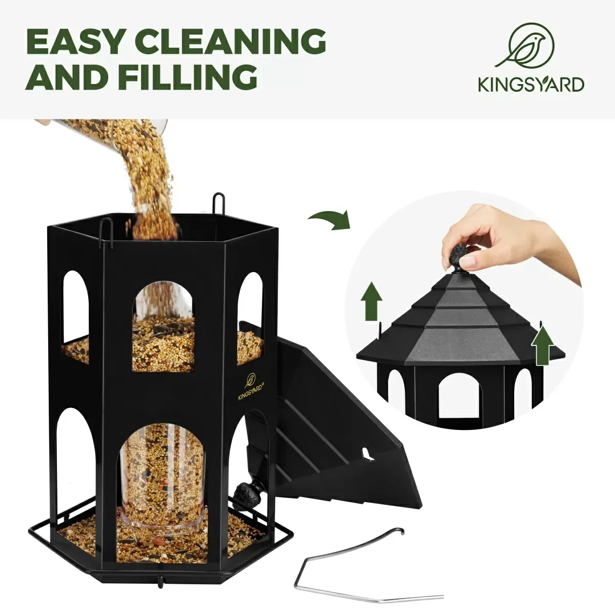 Black Kingsyard Weatherproof Metal House Bird Feeder 5
