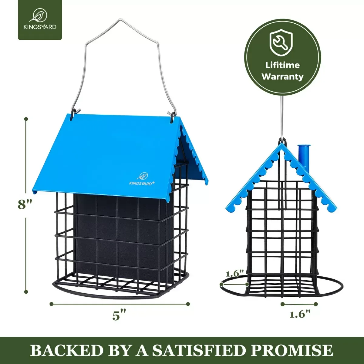 Blue Kingsyard Suet Bird Feeder with Roof and Perch 3