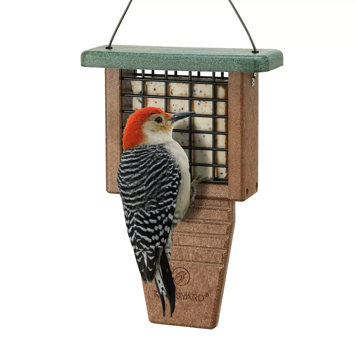 Green Kingsyard Tail Prop Suet Feeder for Woodpeckers 2