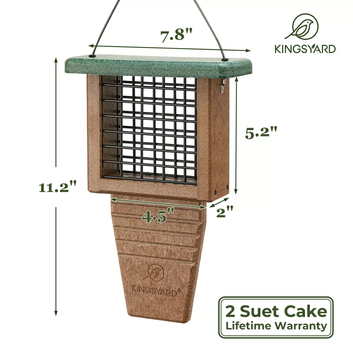 Green Kingsyard Tail Prop Suet Feeder for Woodpeckers 3