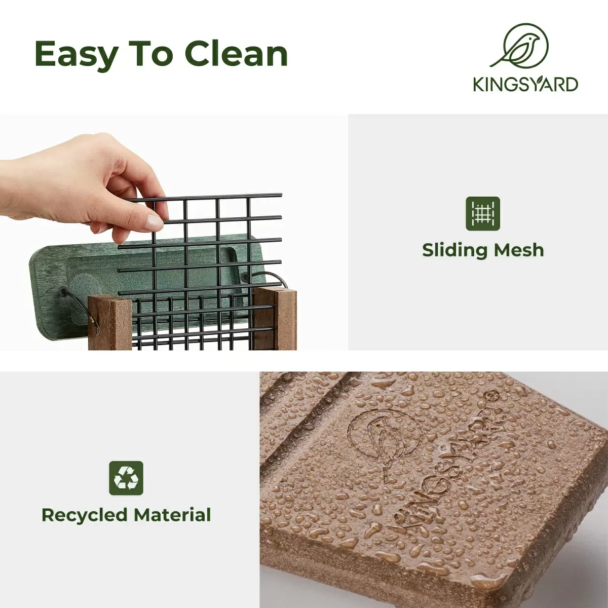 Green Kingsyard Tail Prop Suet Feeder for Woodpeckers 6