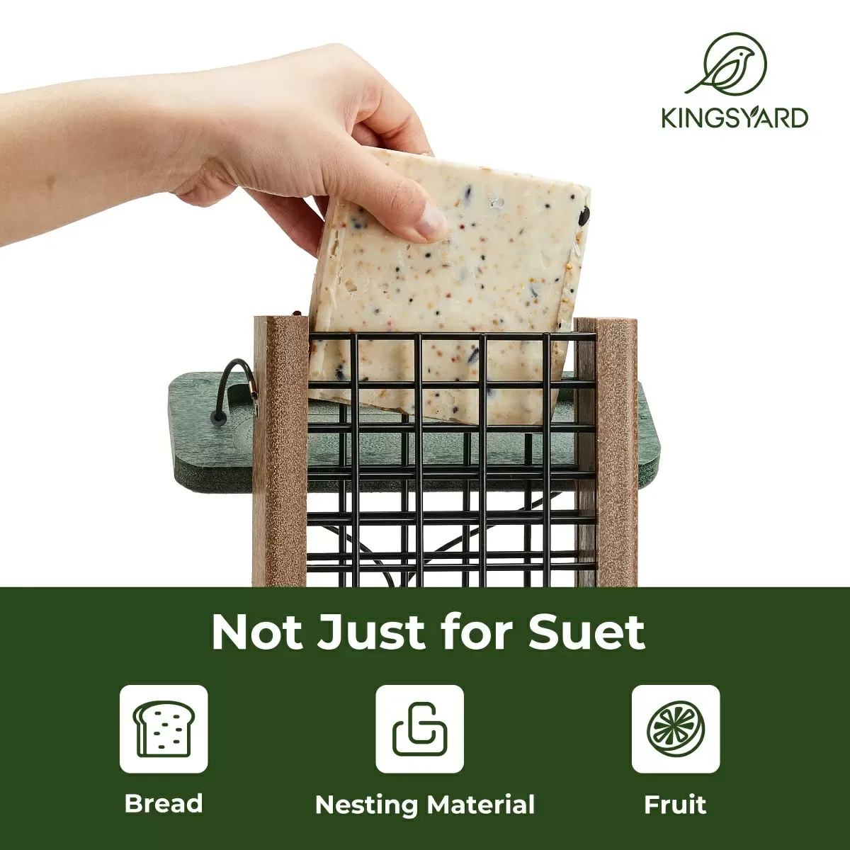 Green Kingsyard Tail Prop Suet Feeder for Woodpeckers 7