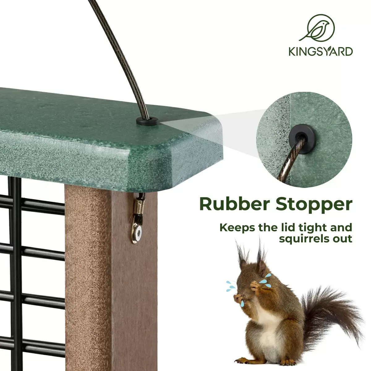 Green Kingsyard Extended Tail Prop Suet Feeder for Woodpeckers 6