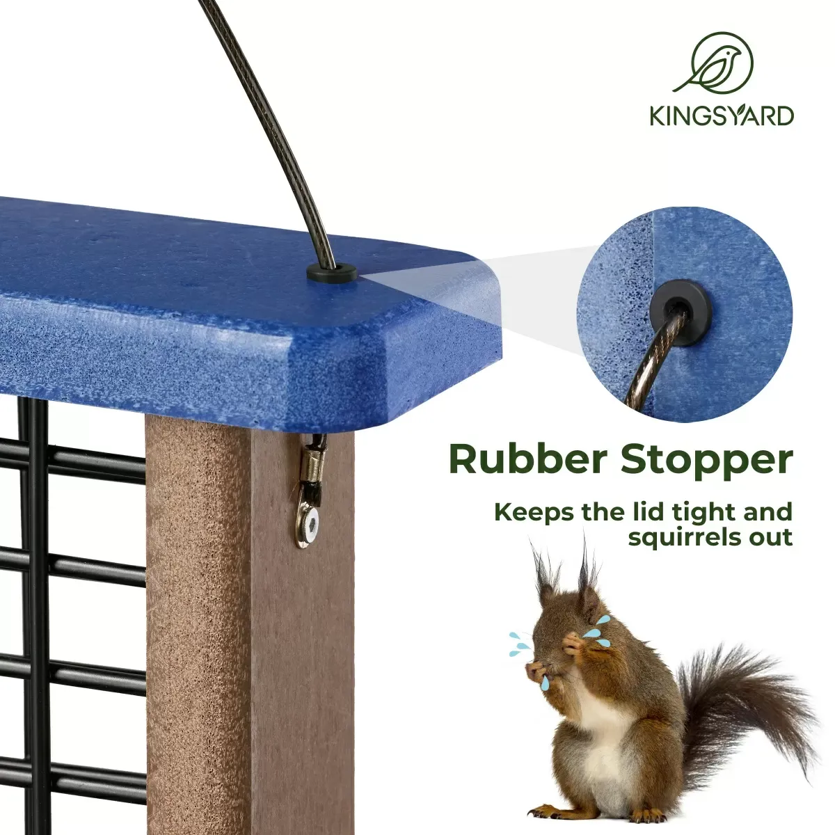 Blue Kingsyard Extended Tail Prop Suet Feeder for Woodpeckers 4