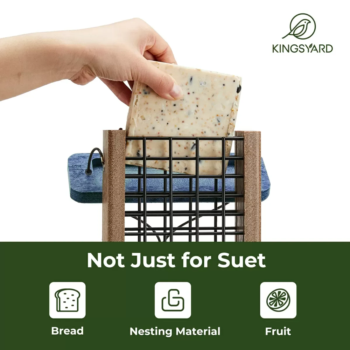 Blue Kingsyard Extended Tail Prop Suet Feeder for Woodpeckers 7