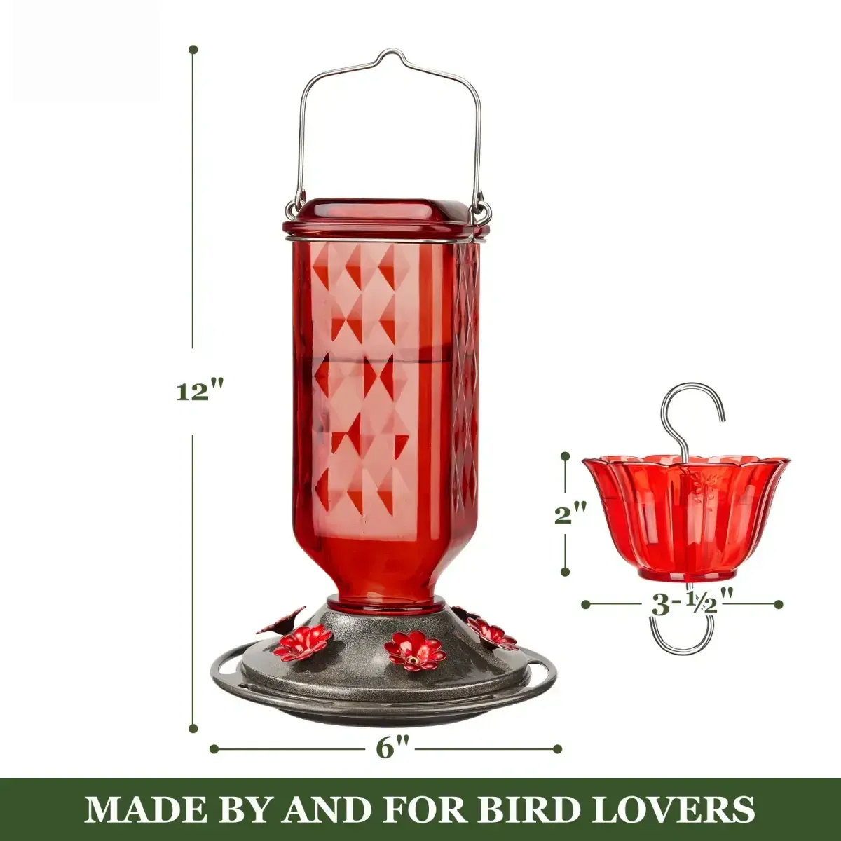 Kingsyard 24oz Leak Proof Glass Hummingbird Feeder with Ant Moat 3