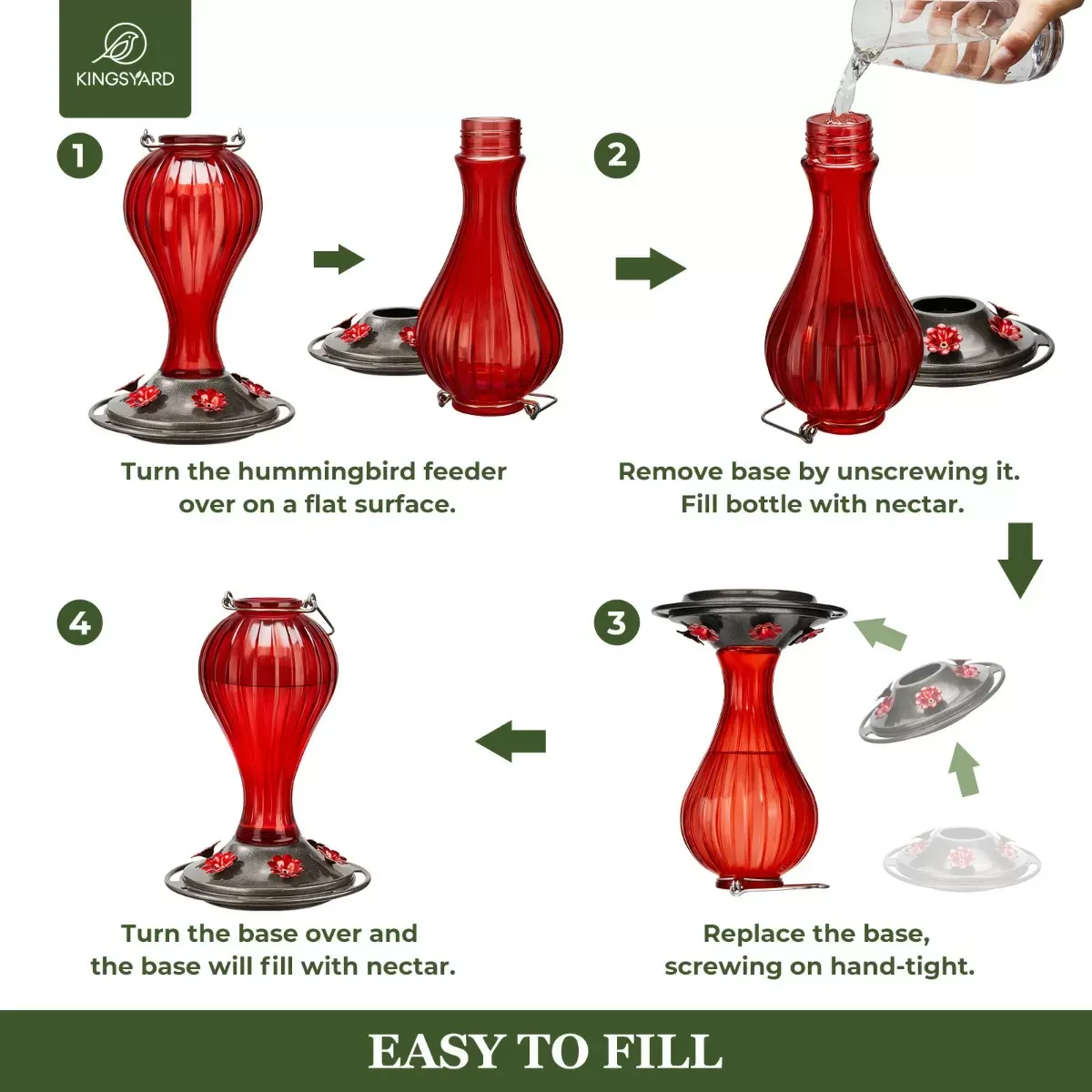 Red Kingsyard 24oz Leak Proof Glass Hummingbird Feeder with Ant Moat 6 Red Kingsyard 24oz Leak Proof Glass Hummingbird Feeder with Ant Moat 6