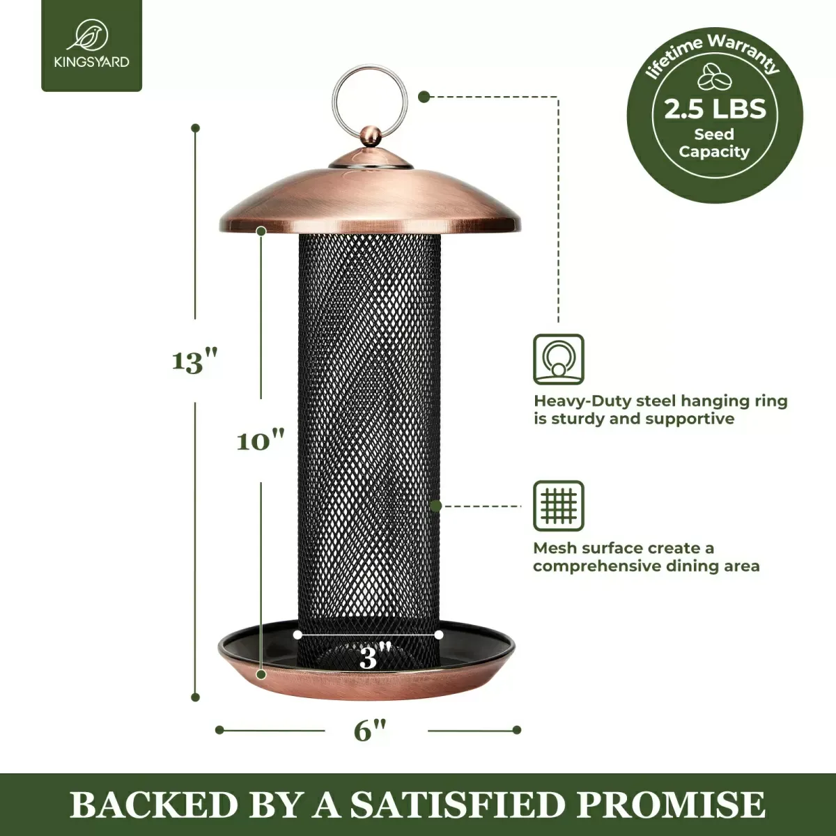 Kingsyard Metal Mesh Finch Feeder for Thistle & Nyjer Seed 3