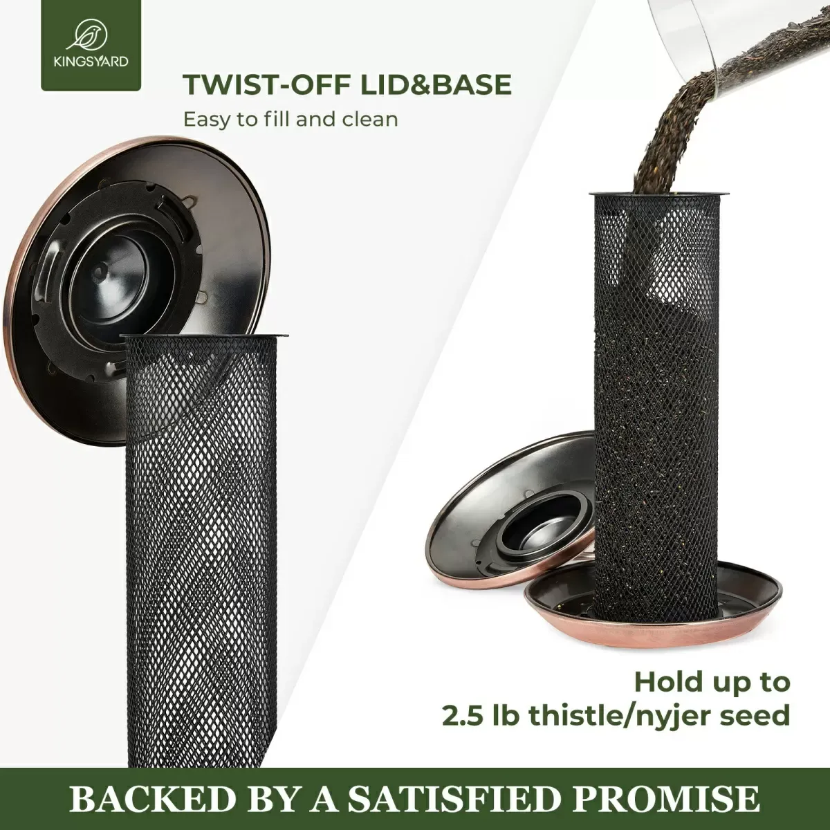 Kingsyard Metal Mesh Finch Feeder for Thistle & Nyjer Seed 4