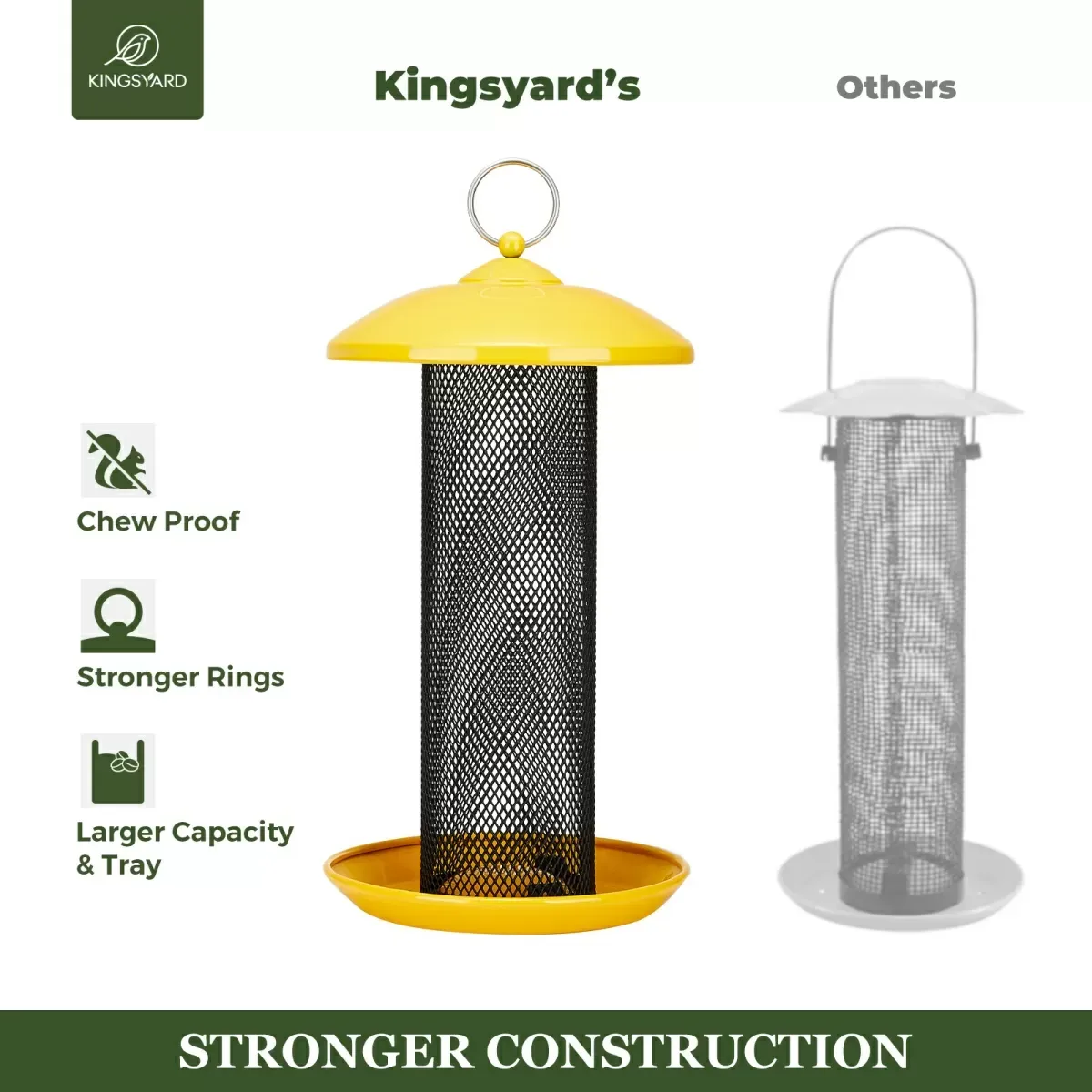 Yellow Kingsyard Metal Mesh Finch Feeder for Thistle & Nyjer Seed 7 Yellow Kingsyard Metal Mesh Finch Feeder for Thistle & Nyjer Seed 7