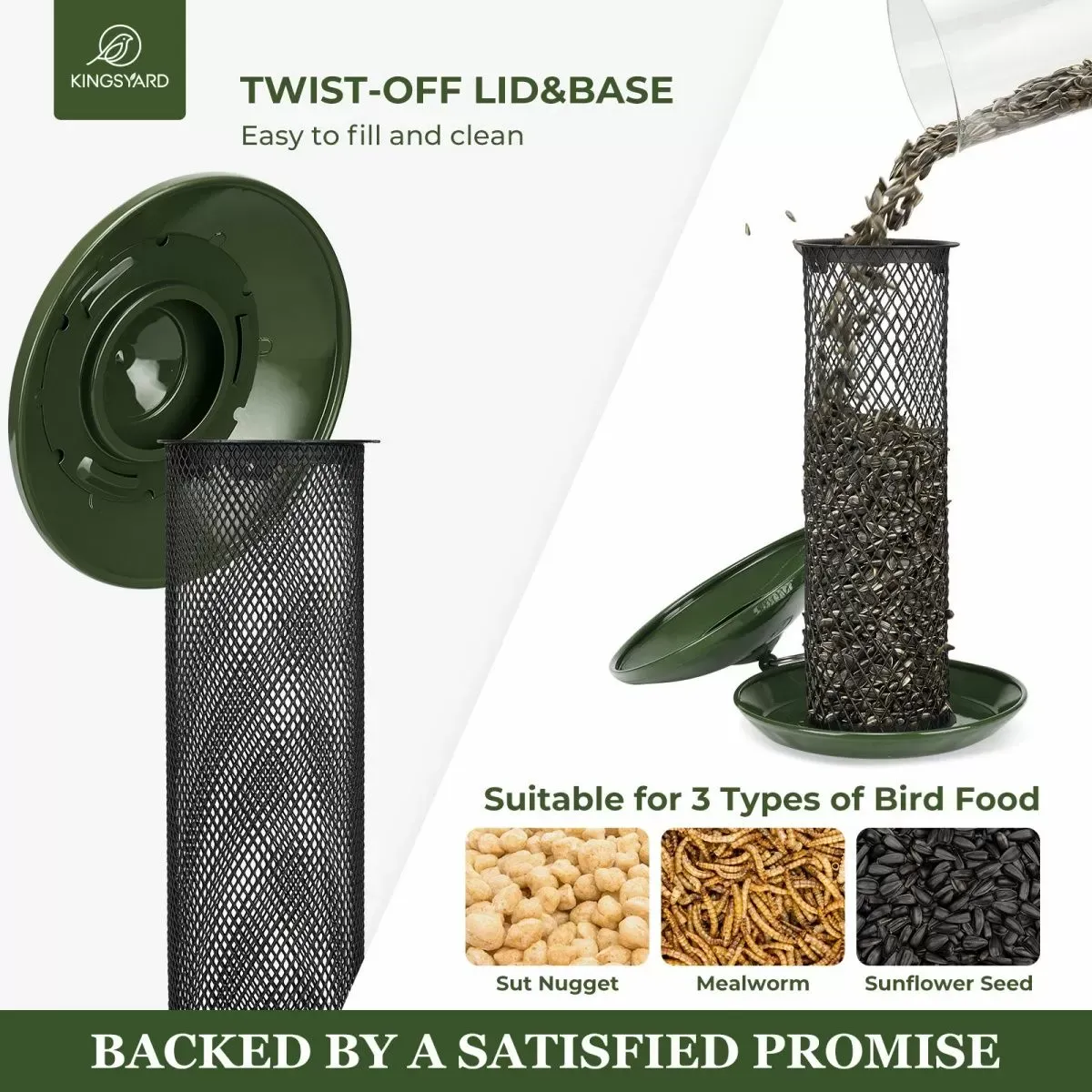 Green Kingsyard Heavy Duty Metal Mesh Bird Feeder 3