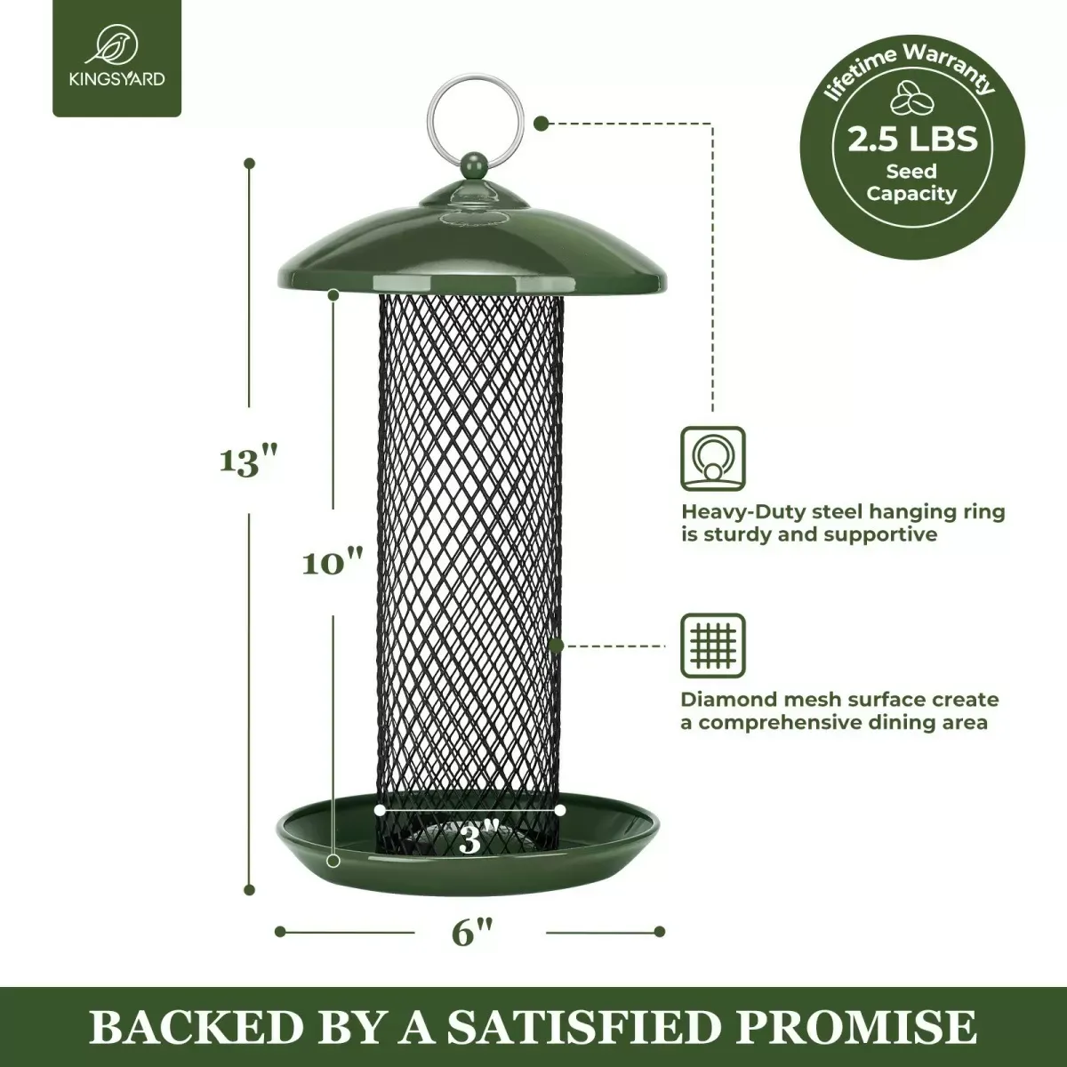 Green Kingsyard Heavy Duty Metal Mesh Bird Feeder 4