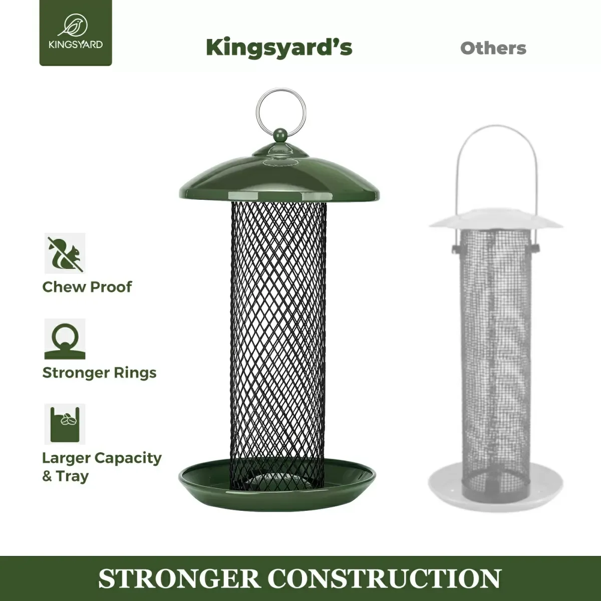 Green Kingsyard Heavy Duty Metal Mesh Bird Feeder 6