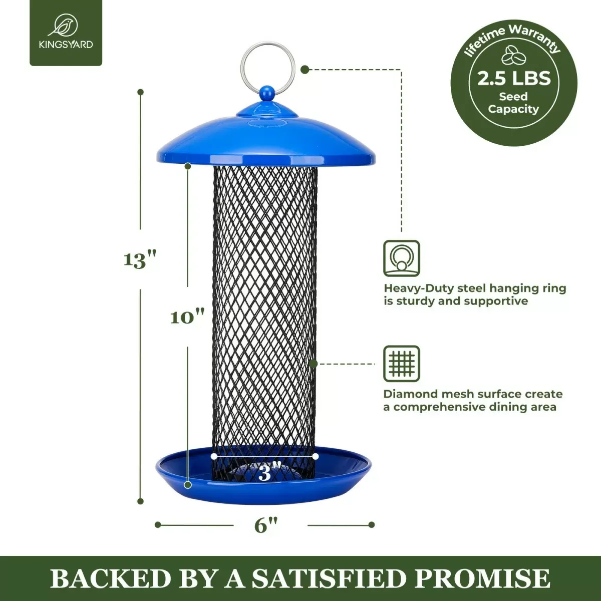 Blue Kingsyard Heavy Duty Metal Mesh Bird Feeder 4