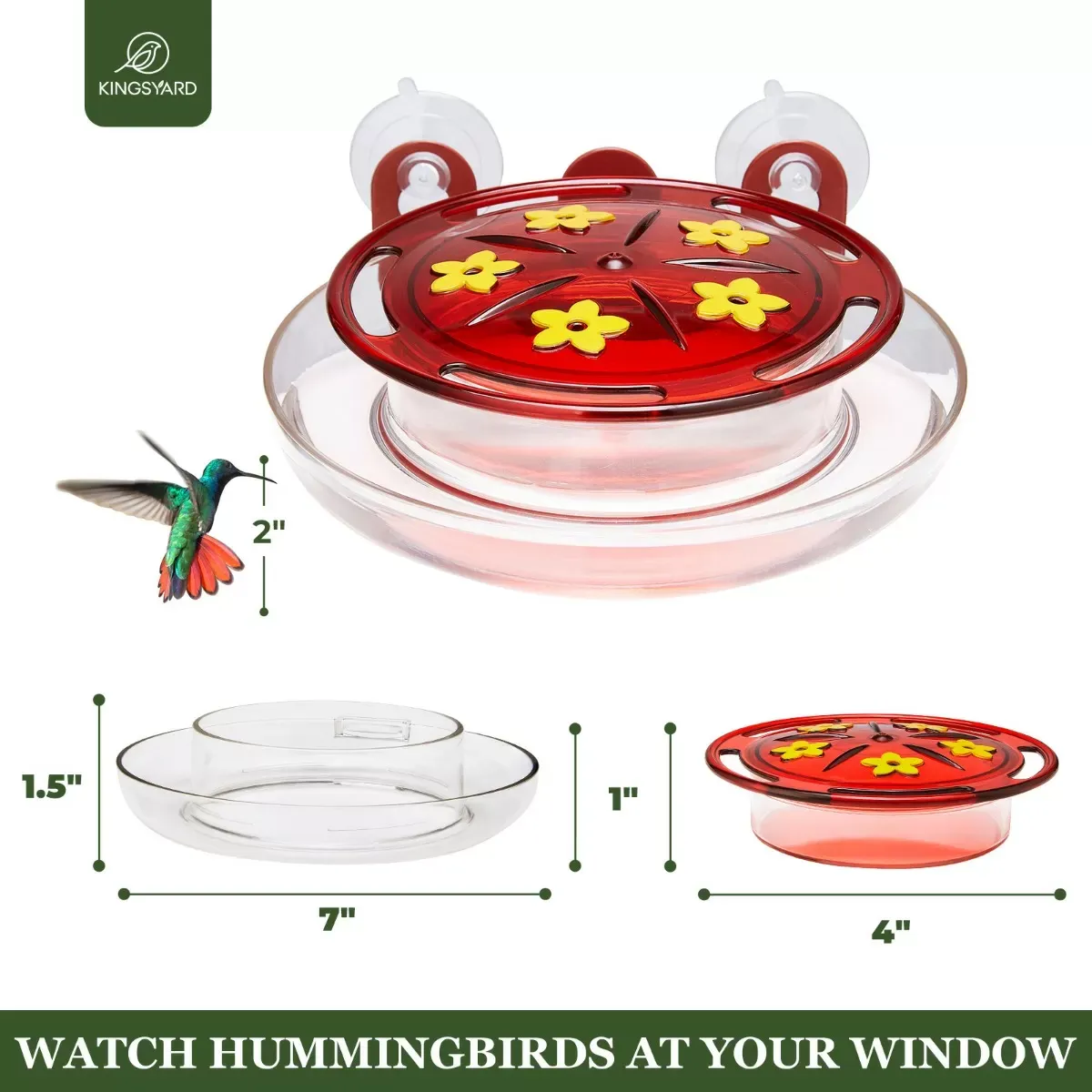 Kingsyard 8oz Plastic Window Hummingbird Feeder with Ant Moat 5