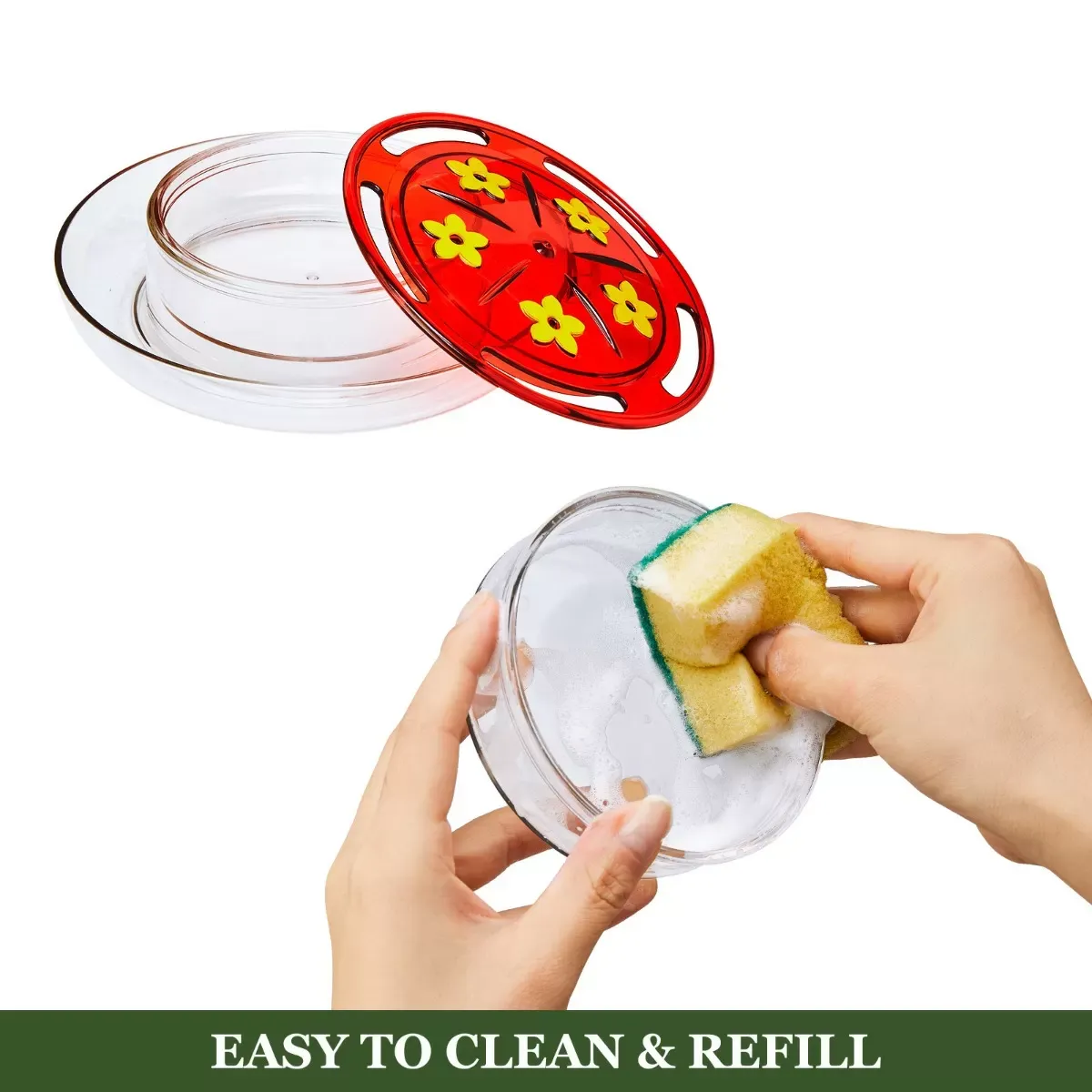 Kingsyard 8oz Plastic Window Hummingbird Feeder with Ant Moat 6