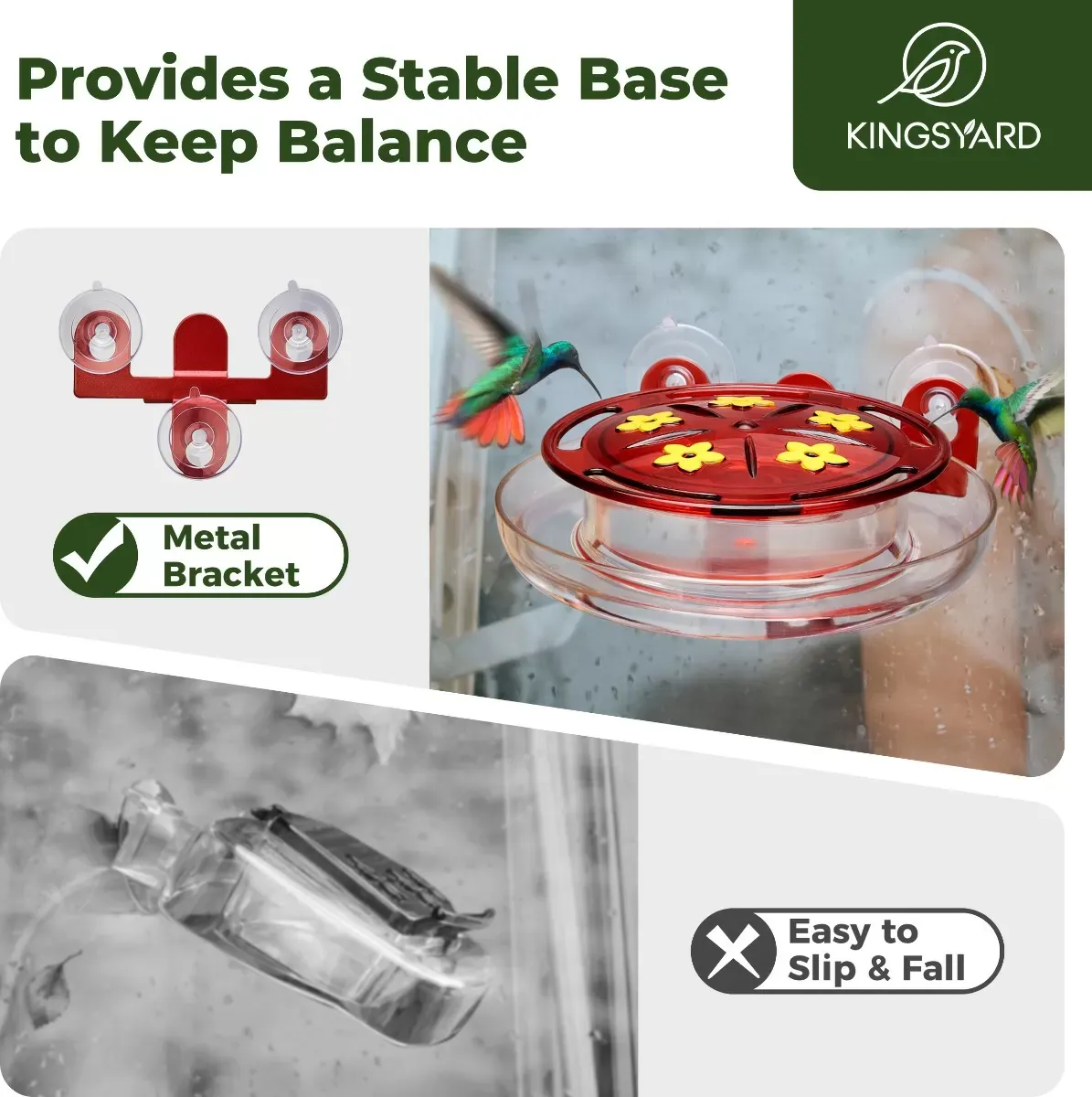 Kingsyard 8oz Plastic Window Hummingbird Feeder with Ant Moat 8