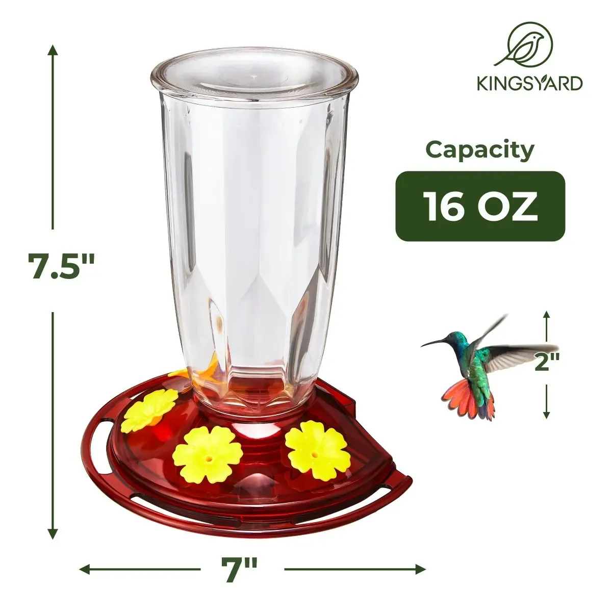 Kingsyard 16oz Leak Proof Window Hummingbird Feeder 3