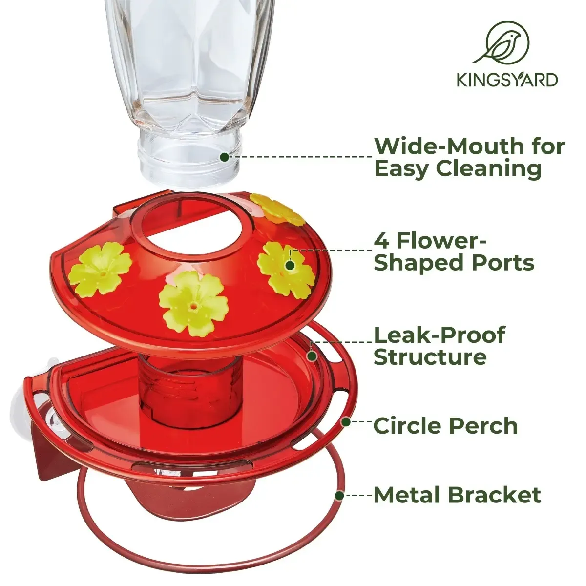 Kingsyard 16oz Leak Proof Window Hummingbird Feeder 4