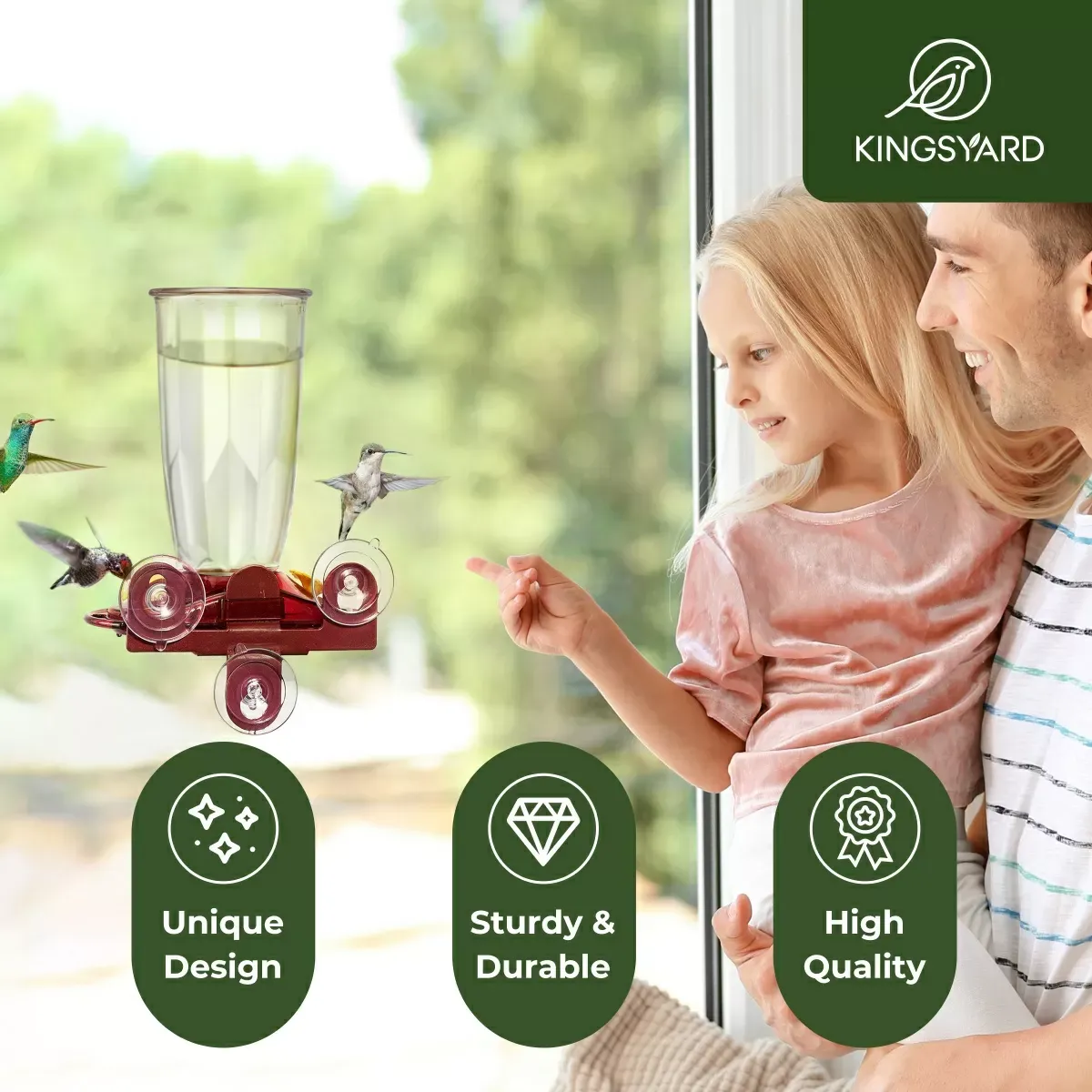 Clear Kingsyard 16oz Leak Proof Window Hummingbird Feeder 7
