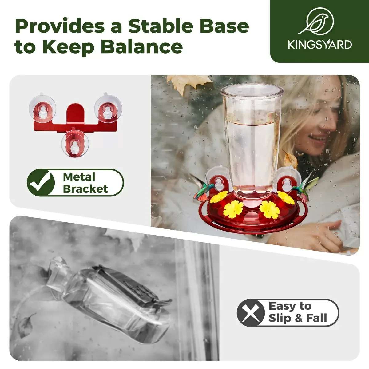 Clear Kingsyard 16oz Leak Proof Window Hummingbird Feeder 8