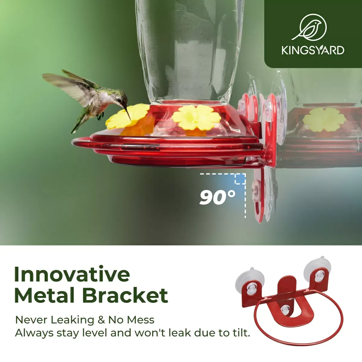 Clear Kingsyard 16oz Leak Proof Window Hummingbird Feeder 9