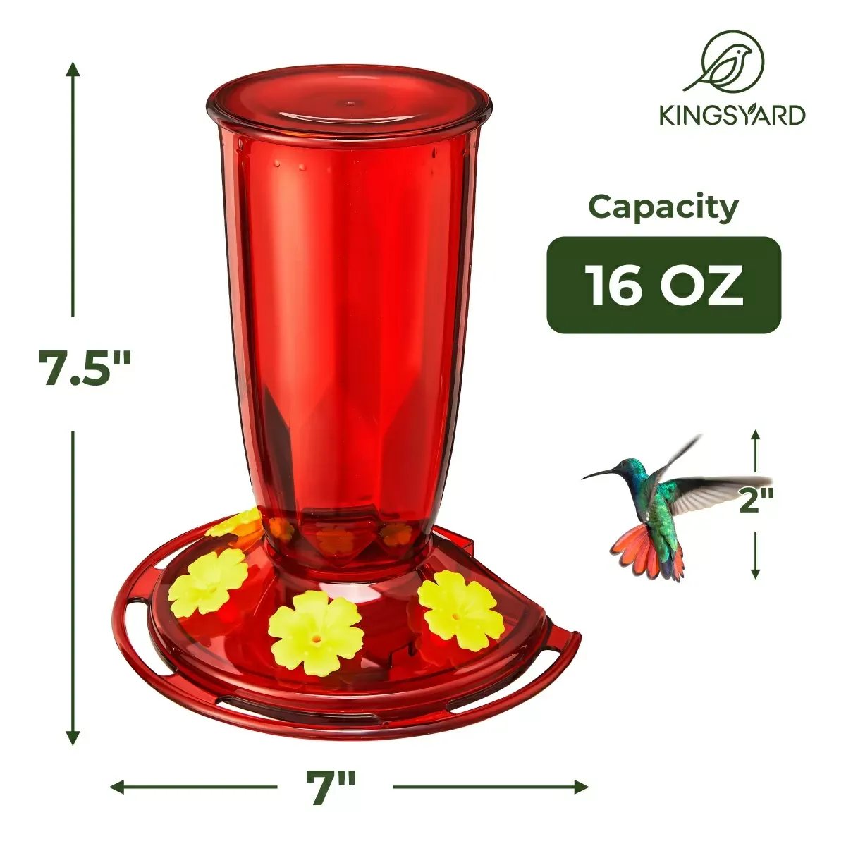 Red Kingsyard 16oz Leak Proof Window Hummingbird Feeder 3