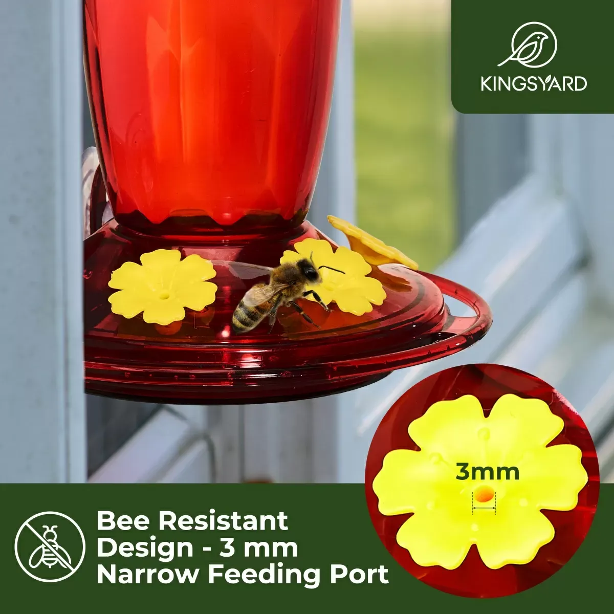 Red Kingsyard 16oz Leak Proof Window Hummingbird Feeder 5