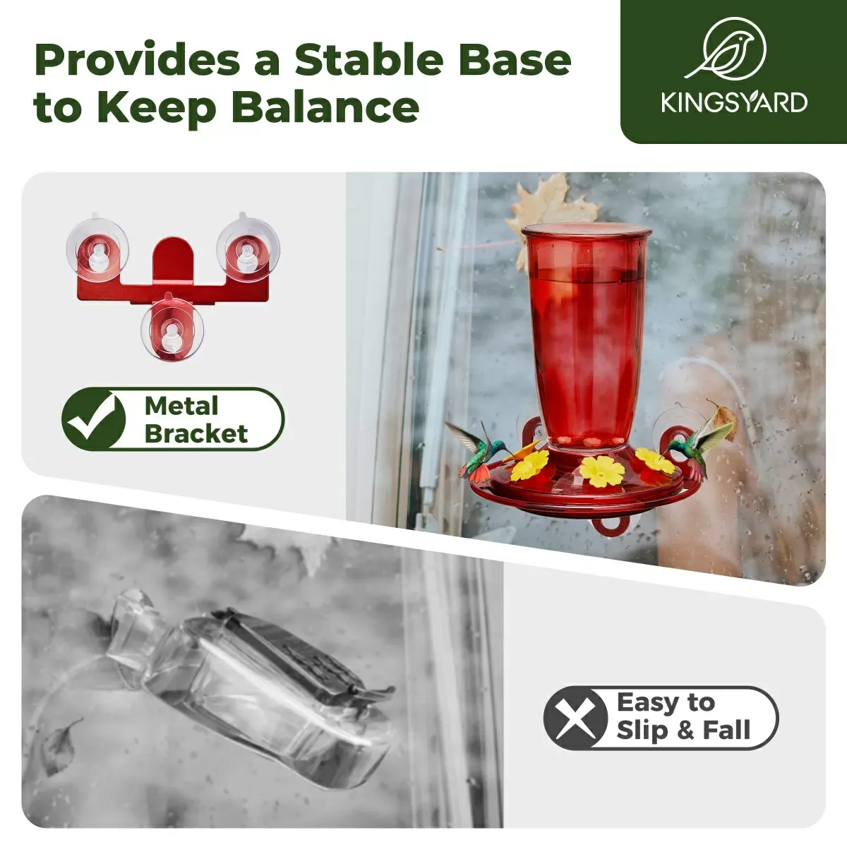 Red Kingsyard 16oz Leak Proof Window Hummingbird Feeder 8