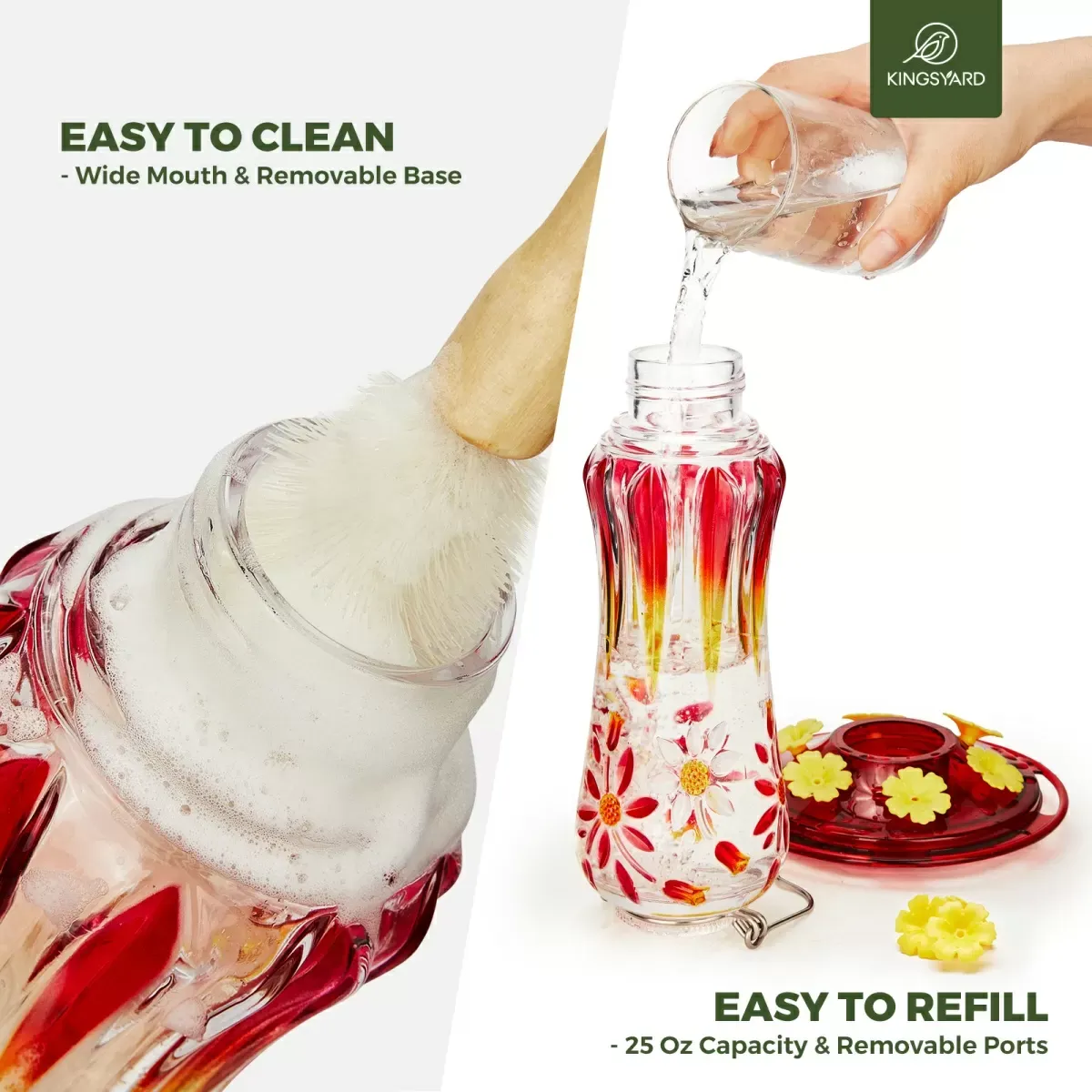 Kingsyard 25oz Leak Proof Glass Hummingbird Feeder with Ant Moat 5 Kingsyard 25oz Leak Proof Glass Hummingbird Feeder with Ant Moat 5