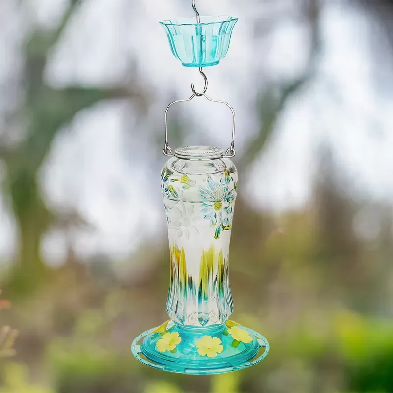 Kingsyard 25oz Leak Proof Glass Hummingbird Feeder with Ant Moat