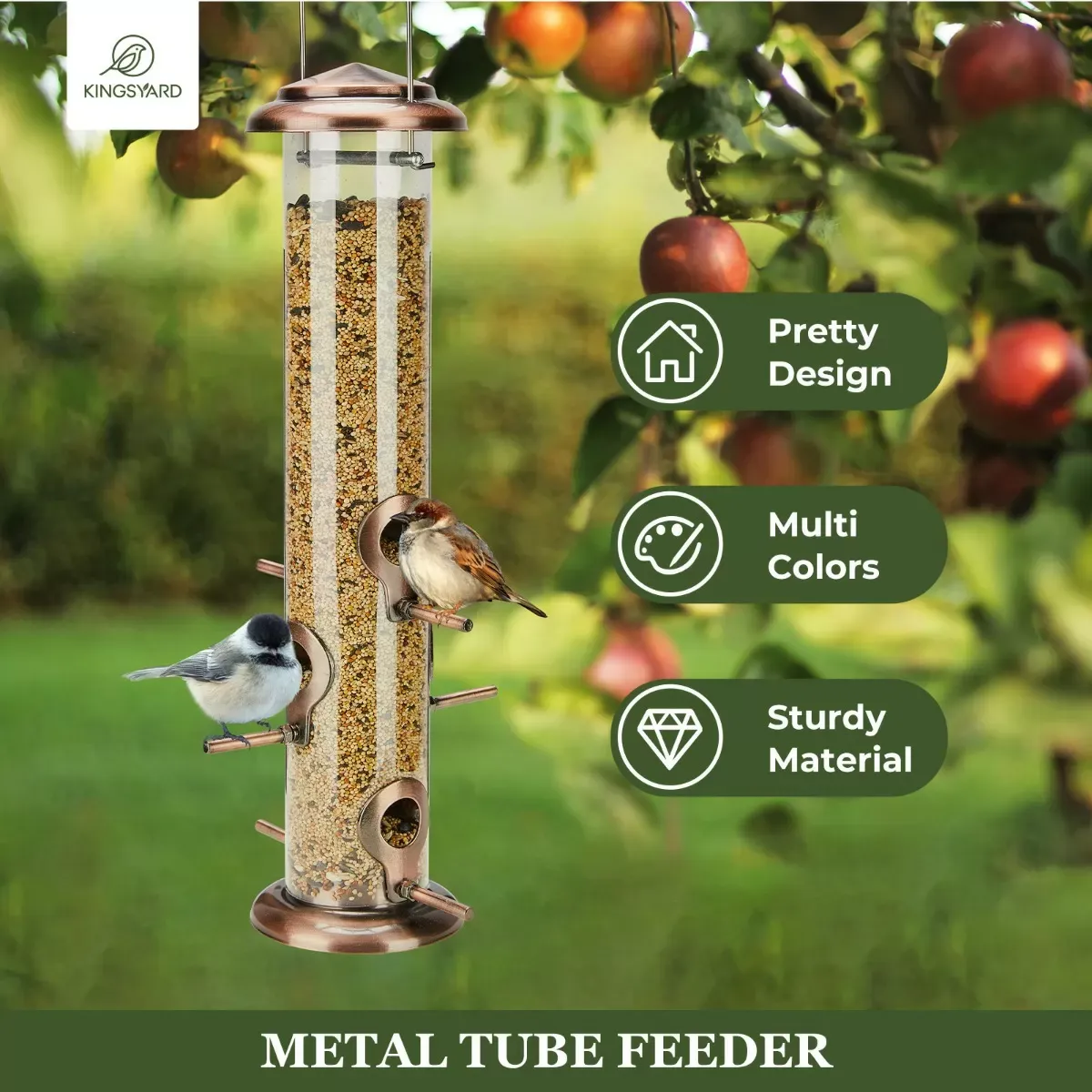 Bronze Kingsyard Chew-proof Metal Tube Bird Feeders 4
