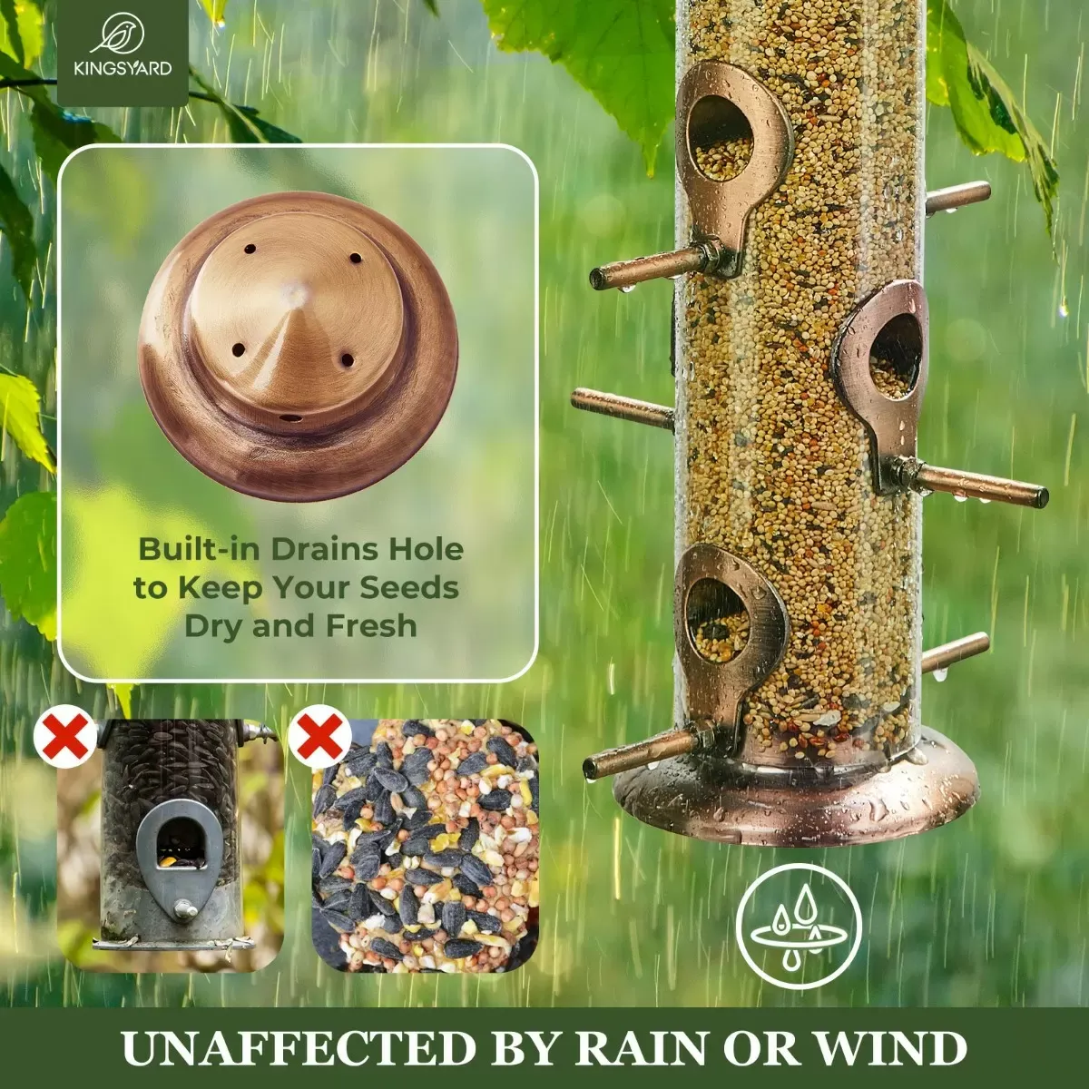 Kingsyard Chew-proof Metal Tube Bird Feeders 6