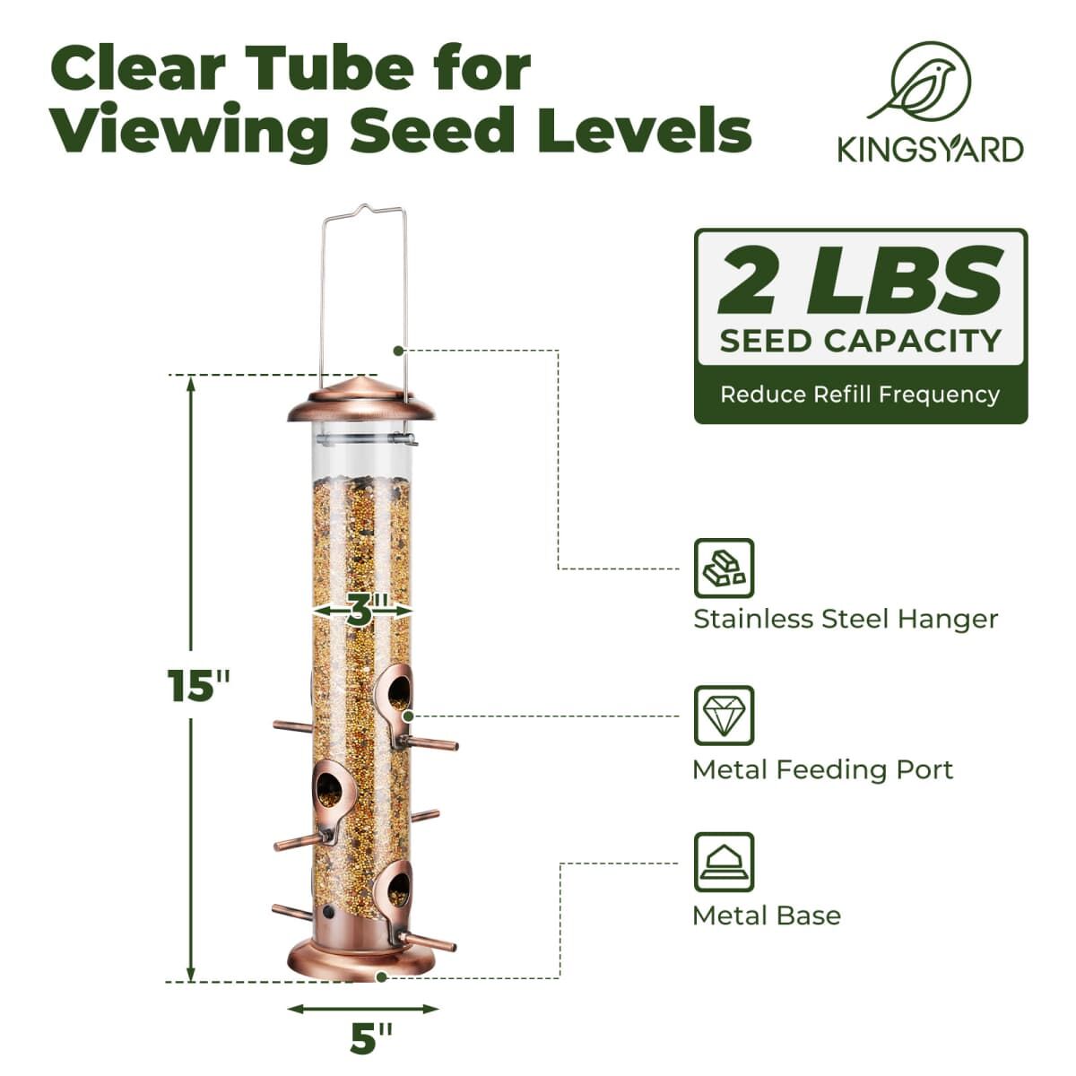 Kingsyard Chew-proof Metal Tube Bird Feeders 3