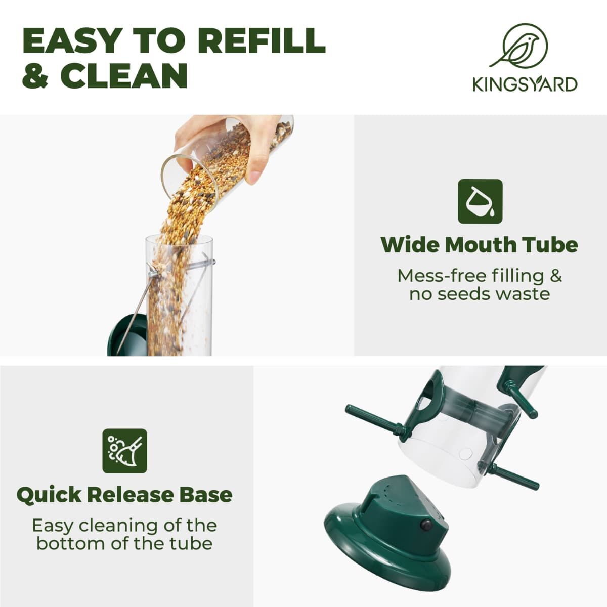 Green Kingsyard Chew-proof Metal Tube Bird Feeders 4 Green Kingsyard Chew-proof Metal Tube Bird Feeders 4