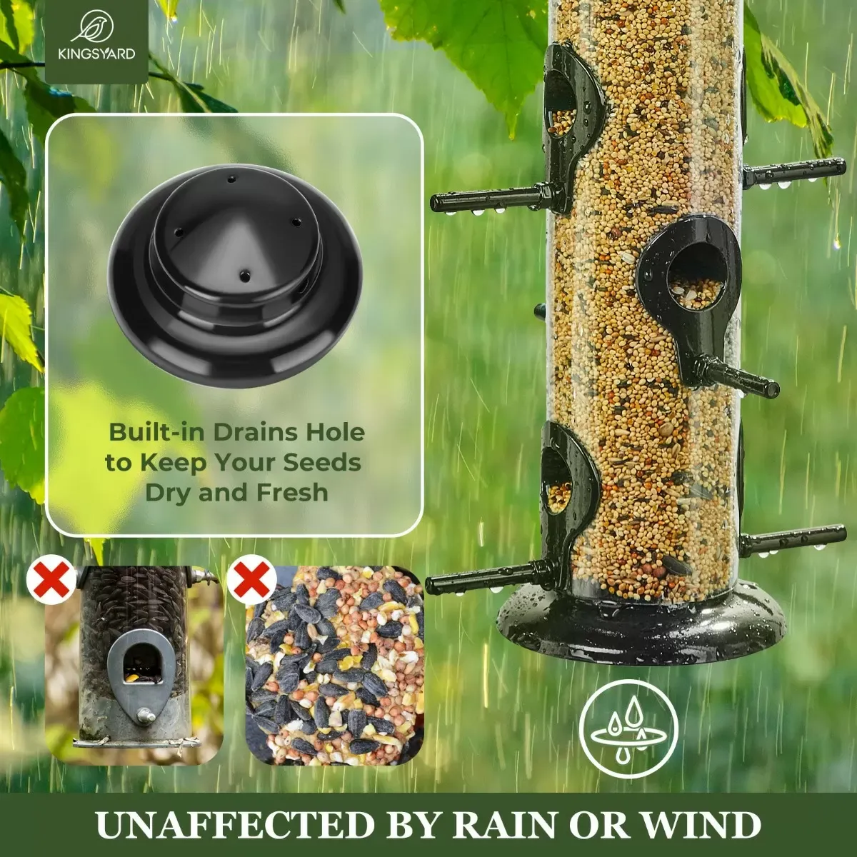 Black Kingsyard Chew-proof Metal Tube Bird Feeders 6