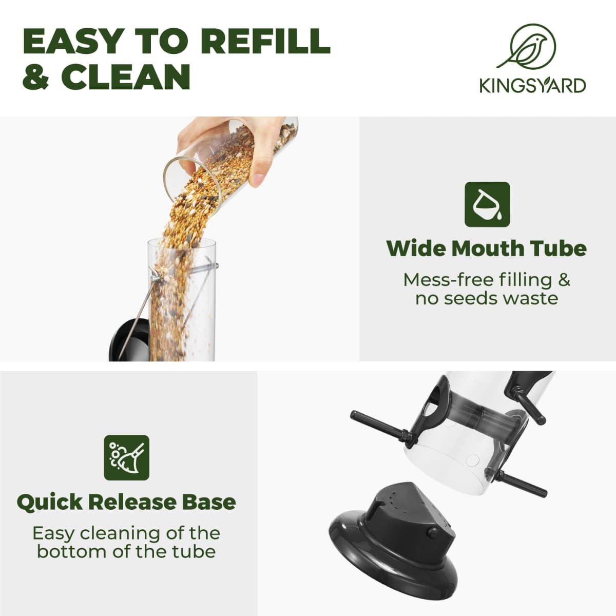 Black Kingsyard Chew-proof Metal Tube Bird Feeders 4