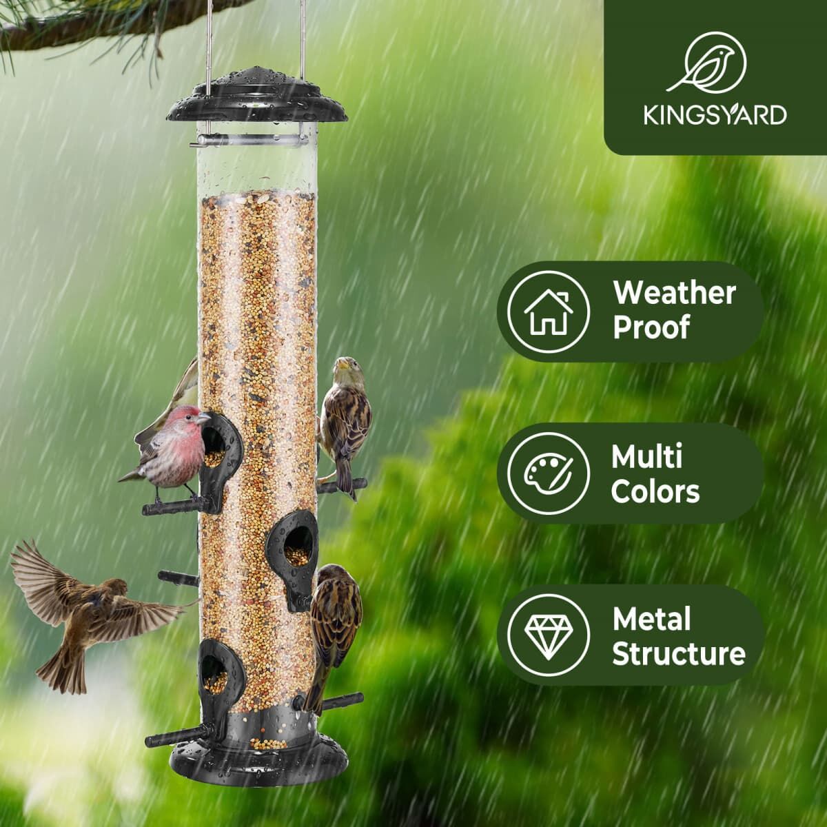 Black Kingsyard Chew-proof Metal Tube Bird Feeders 6